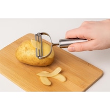 Premium Paslanmaz Çelik Çok Amaçlı Sebze Soyucu, Patates, Havuç, Salatalık Ve Meyveler İçin Ergonomik Y-şekilli Bıçaklı Soyacak, Dayanıklı, Keskin Gümüş