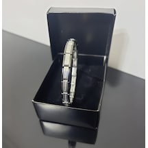 Çelik Bileklik İnce İtalyan Charm Model Unisex Erkek Kadın 3 Mm 18 Cm Ortası Gümüş Kenarı Siyah Çok Renkli