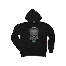 Bear Forest Lord Siyah Fermuarlı Kapşonlu Siyah
