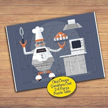 Mutfakta Robot Aşçı Çocuklara Özel Puzzle Yapboz Tablo-296pz