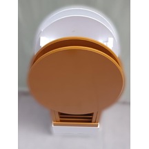 Çanta Zigon Sehpa Oval Model Dörtlü Ahşap Mdf Beyaz Ve Hardal Renk Uyumu El Yapımı