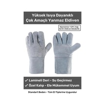 Premium Yanmaz Yüksek Isıya Sıcaklığa Dayanıklı Kaynak Yangın Su Geçirmez Çok Amaçlı Deri Eldiven
