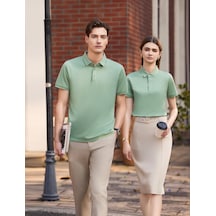 New Performance Arw50329 Serintutan-antibakteriyel-yüksek Kalite Düğmeli Polo Yaka Tshirt Fıstık Yeşili