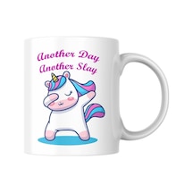 Another Day Another Slay Unicorn Baskılı Kupa Bardak Komik Yazılı Hediyelik Çay Kahve Kupası Coffee Mug Beyaz - Çok Renkli