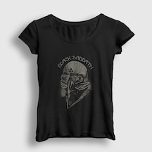 Presmono Kadın Mask Black Sabbath T-shirt Siyah