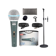 Lastvoice Lv-680STM Kablolu Dinamik Mikrofon Seti (Boy Stand Cüzdan Çift Kablo Sünger Tutacak)