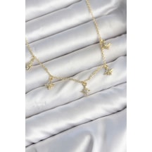 Pirinç Gold Renk Sıralı Minimal Kutup Yıldızı Model Kadın Kolye Tj-bko11145 Çok REnkli 05267368