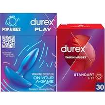 Durex Titreşimli Anal Plug Tıkaç + Durex Yakın Hisset Standart Fit İnce Prezervatif 30'lu