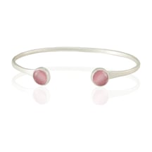 Kadir Jewellery 925 Ayar Gümüş Kaplama El İşçiliği Zirkon Taşlı Kadın Charm Bileklik Pembe