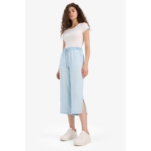 Defacto Pull On Culotte Yüksek Beli Lastikli Akışkan Kumaş Yıkamalı Pantolon D8240AX25SM İndigo