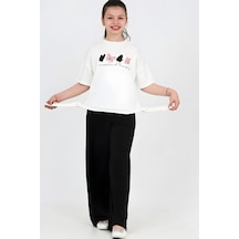Modanino Kız Çocuk Yanları Bağlama Kuşaklı Alt-üst Takım 7-12 Yaş 12644blt Siyah