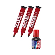 Kırmızı Yuvarlak Uçlu Markör Permanent Kalem 3 Adet Hı-text Marker Mürekkep Kırmızı 30 Ml 1 Adet Brons Koli Kalemi