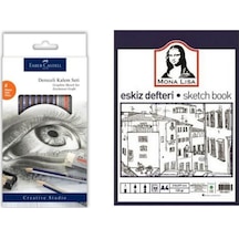 8 Parça Dereceli Kalem Seti + Mona Lisa Sketch Book - Eskiz Defteri A4 50 Yp. 120 Gr.