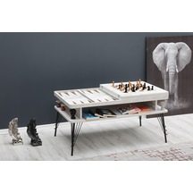 Satranç Ve Tavla Orta Sehpa beyaz