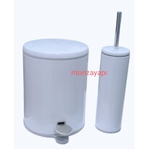 Prima Nova Çelik Çöp Kovası Soft Ve Wc Tuvalet Fırçası Beyaz