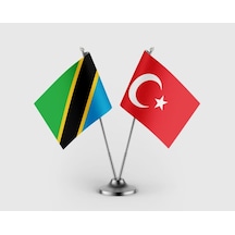 Tanzanya Bayrağı Ve Türkiye Bayrağı İkili Saten Masa Bayrağı Takımı Diğer