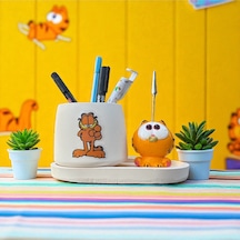 Dekoratif Sevimli Garfield Baskılı Kalemlik Ve Garfield Notluk Seti Renkli