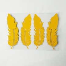 Sarı Renk Tüy Araba Sticker Yapıştırma 4 Adet