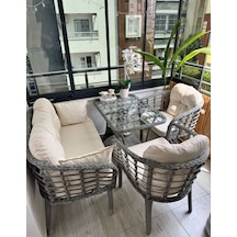 Kartepe 2 1 1 Rattan Bahçe Balkon Takımı Açık Krem Kartepe 2 1 1 Rattan Bahçe Balkon Takımı Açık Krem