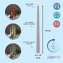 24 Lü Gri Konik Şamdan Mum Gri