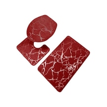 Şarap Kırmızısı 3 Adet/takım Aşınmaya Dayanıklı Duş Halısı Mermer Tuvalet Kapak Banyo Polyester İnce İşçilik Kırmızı