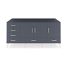 Kronos Konsol 4 Raflı 6 Çekmeceli 3 Kapaklı 176x59x83 Antrasit-antrasit/antrasit Antrasit