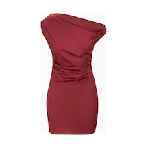 Staud Mini Phare Dress, Fırfırlı Mini Elbise, Omuzdan Düşük Yaka, Günlük Ve Gece Kırmızı