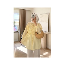 Unika Boutique Kadın Büzgü Detaylı Tesettür Gömlek Sarı