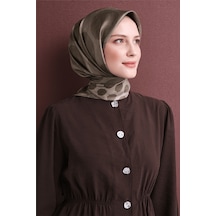 Armine Tivil Saf İpek Eşarp 9637 01 Vizon Puantiye Desen