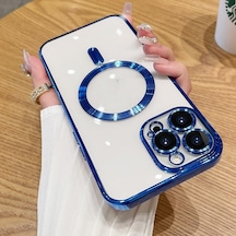 iPhone Uyumlu 15 Pro Max Kılıf Magsafe Kamera Lensli Korumalı Şeffaf Silikon Kapak