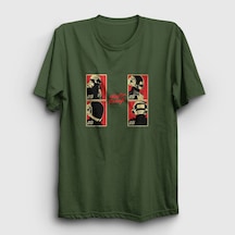 Presmono Unisex Band Daft Punk T-shirt Haki