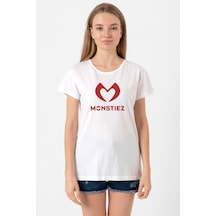 Babymonster Monstiez Beyaz Kadın Bisikletyaka Tshirt Beyaz