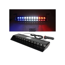 S12 Cam İçi Vantuzlu Polis Çakarı 12 Led  Kırmızı Mavi Beyaz Çakmaklık Girişli Ön Arka Cam (STS OTO AKSESUAR)
