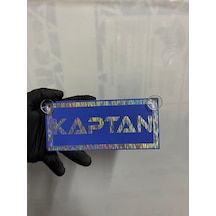 Mavi Renk Üzeri Hologram Renk Kaptan Yazılı Vantuzlu Cam Süsü