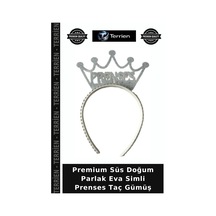 Premium Süs Doğum Parlak Eva Simli Prenses Taç Gümüş
