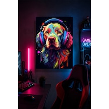 Gaming Kulaklıklı Köpek Metal Duvar Tablosu Gamer Oda Dekoru Renkli Tasarım 20x30 Cm A4 Boyutunda