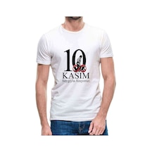 10 Kasım Anit Kabir Beyaz Zemin Baskılı Beyaz Erkek Tshirt (530993883)