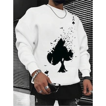 Coko Serisi Plus Playing Card Print Sweatshirt Bordo Coko Serisi Plus Playing Card Print Sweatshirt Bordo