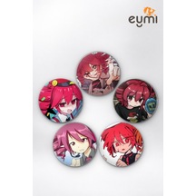 Vocaloid Kasane Teto Duygusal & Retro İğneli Buton Rozet 5li Set Vol.2 Çok Renkli