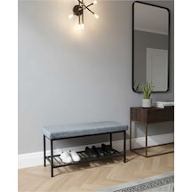 Özcan Metal Metal Ayaklı Raflı Bench Puf Bank Antre Mutfak Salon Yatak Odası Puf Bank 105 40 Mavi