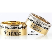 Gümüş Dünüm Bugünüm Yarınım İsimli Çift Alyans