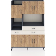 Hyperion Dolap 9 Raflı 3 Çekmeceli 6 Kapaklı 132x44x195 Antrasit-çam/aytaşı Atlas Çam/aytası - Antrasıt