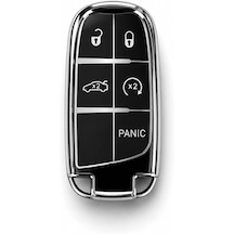 Autohan Keys Lüks Egea Cross 500x 500l Uyumlu Nano Anahtar Kılıfı, 5 Butonlu Siyah - Gümüş
