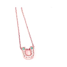 Ü Harfi Gümüş Rose Minimal Kolye