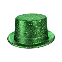 Yeşil Simli Glitter Silindir Parti Şapkası