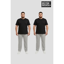 Süperlife Erkek Büyük Beden Paça Reçme İnce Eşofman Altı 2 Li Set Rahat Kalıp Spr26bea952+2 Grey Mel-grey Mel