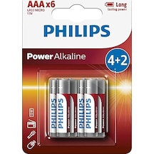 28963 - Philips Lr03p6bp/10 Lr03 Micro Aaa 4+2 6 Li Power Alkaline Aaa İnce Kalem Pi L