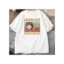 Tarzsokak Senzu Fasulye Terkek Kadın Pamuk Büyük Boy Komik Grafik Tees Yaz Üstleri Vintage Bask 3078 Beyaz