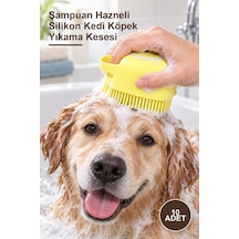 10 Adet Şampuan Hazneli Silikon Kedi Köpek Yıkama Kesesi