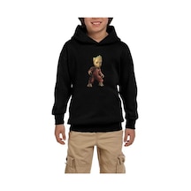 Zepplin Giyim Groot Baby Warrior Siyah Çocuk Kapşonlu Sweatshirt